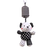 Load image into Gallery viewer, sensory toy, baby sensory, baby toy, Black and white hanging bear toy. high contrast baby toy, young wonderer, young wonderer baby boutique, black and white baby toy, high contrast baby toy, high contrast toy, black and white toy, hanging baby toy, black and white hanging toy, baby gym toy, baby gym hanging toy, high contrast, black and white