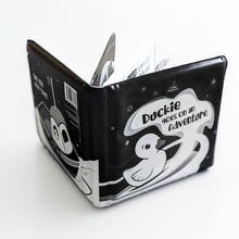 Load image into Gallery viewer, Duckie Goes On An Adventure Black and White Bath Book
