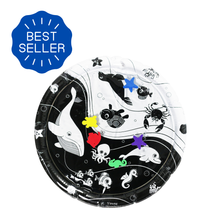 Load image into Gallery viewer, Under The Sea Water Mat High contrast black and white baby water play mat with ocean animals and floating coloured shapes – labelled Best Seller for tummy time and sensory development.
