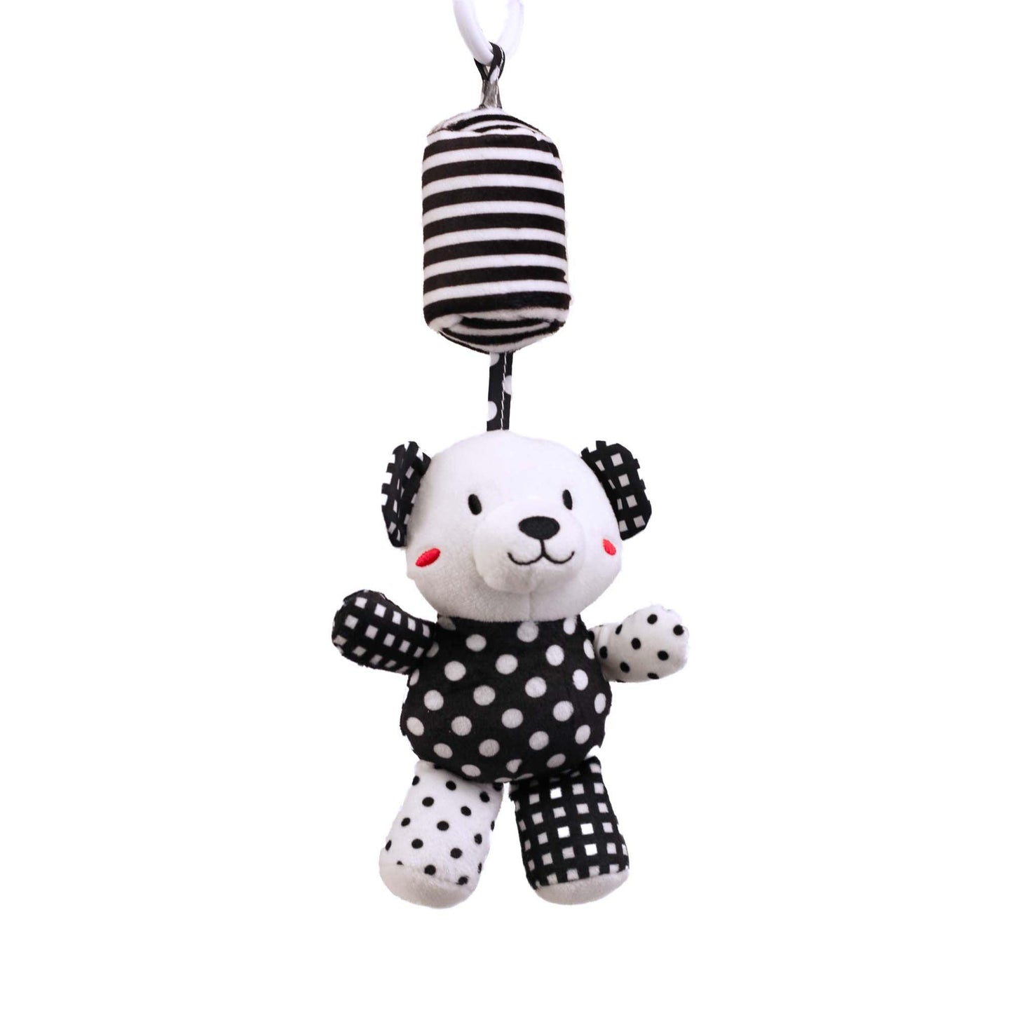 sensory toy, baby sensory, baby toy, Black and white hanging bear toy. high contrast baby toy, young wonderer, young wonderer baby boutique, black and white baby toy, high contrast baby toy, high contrast toy, black and white toy, hanging baby toy, black and white hanging toy, baby gym toy, baby gym hanging toy, high contrast, black and white